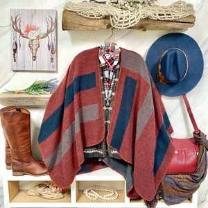 BB DOKOTA reversible cape/body wrap w country:prairie/western/cottage vibe